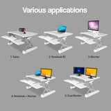 NNEMB Desk Riser 90cm Wide Adjustable Sit to Stand for Dual Monitor-Keyboard-Laptop-White