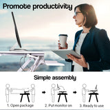 NNEMB Desk Riser 90cm Wide Adjustable Sit to Stand for Dual Monitor-Keyboard-Laptop-White