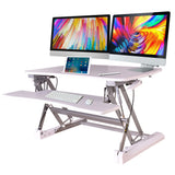 NNEMB Desk Riser 90cm Wide Adjustable Sit to Stand for Dual Monitor-Keyboard-Laptop-White