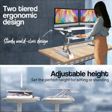 NNEMB Desk Riser 90cm Wide Adjustable Sit to Stand for Dual Monitor-Keyboard-Laptop-White