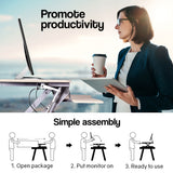 NNEMB Desk Riser 90cm Wide Adjustable Sit to Stand for Dual Monitor-Keyboard-Laptop-Beech