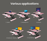 NNEMB Desk Riser 90cm Wide Adjustable Sit to Stand for Dual Monitor-Keyboard-Laptop-Pink