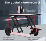 NNEMB Desk Riser 90cm Wide Adjustable Sit to Stand for Dual Monitor-Keyboard-Laptop-Pink