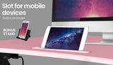 NNEMB Desk Riser 90cm Wide Adjustable Sit to Stand for Dual Monitor-Keyboard-Laptop-Pink