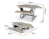 NNEMB Corner Desk Riser 110cm Wide Adjustable Sit to Stand for Dual Monitor-Keyboard-Laptop-Beech