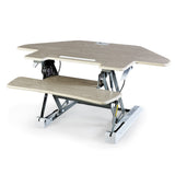 NNEMB Corner Desk Riser 110cm Wide Adjustable Sit to Stand for Dual Monitor-Keyboard-Laptop-Beech