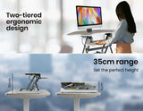 NNEMB Corner Desk Riser 110cm Wide Adjustable Sit to Stand for Dual Monitor-Keyboard-Laptop-Beech