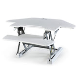 NNEMB Corner Desk Riser 110cm Wide Adjustable Sit to Stand for Dual Monitor-Keyboard-Laptop-White