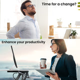 NNEMB Corner Desk Riser 110cm Wide Adjustable Sit to Stand for Dual Monitor-Keyboard-Laptop-White