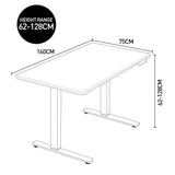 NNEMB Sit To Stand Up Standing Desk-160x75cm-62-128cm Electric Height Adjustable-Dual Motor-120kg Load-White/White Frame