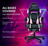 NNEMB Elite Reclining Gaming Chair with Footrest-Pink and Black