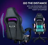 NNEMB Elite Reclining Gaming Chair with Footrest-Pink and Black