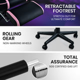 NNEMB Elite Reclining Gaming Chair with Footrest-Pink and Black