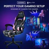 NNEMB Elite Reclining Gaming Chair with Footrest-Pink and Black