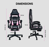 NNEMB Elite Reclining Gaming Chair with Footrest-Pink and Black