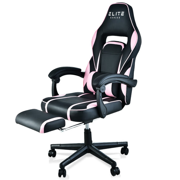 NNEMB Elite Reclining Gaming Chair with Footrest-Pink and Black