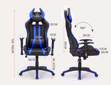 NNEMB Diablo Reclining Gaming Chair with Lumbar Cushion-Black and Blue