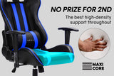 NNEMB Diablo Reclining Gaming Chair with Lumbar Cushion-Black and Blue