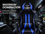 NNEMB Diablo Reclining Gaming Chair with Lumbar Cushion-Black and Blue