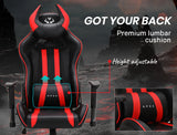 NNEMB Diablo Reclining Gaming Chair with Neck and Lumbar Cushions-Black and Red