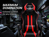 NNEMB Diablo Reclining Gaming Chair with Neck and Lumbar Cushions-Black and Red