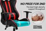 NNEMB Diablo Reclining Gaming Chair with Neck and Lumbar Cushions-Black and Red
