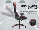 NNEMB Diablo Reclining Gaming Chair with Neck and Lumbar Cushions-Black and Red