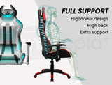 NNEMB Diablo Reclining Gaming Chair with Neck and Lumbar Cushions-Black and Red