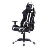 NNEMB Diablo Reclining Gaming Chair with Neck and Lumbar Cushions-Black and White