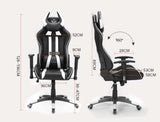 NNEMB Diablo Reclining Gaming Chair with Neck and Lumbar Cushions-Black and White