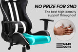 NNEMB Diablo Reclining Gaming Chair with Neck and Lumbar Cushions-Black and White
