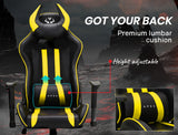 NNEMB Diablo Reclining Gaming Chair with Neck and Lumbar Cushions-Black and Yellow