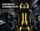 NNEMB Diablo Reclining Gaming Chair with Neck and Lumbar Cushions-Black and Yellow