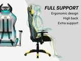 NNEMB Diablo Reclining Gaming Chair with Neck and Lumbar Cushions-Black and Yellow