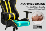 NNEMB Diablo Reclining Gaming Chair with Neck and Lumbar Cushions-Black and Yellow