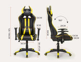 NNEMB Diablo Reclining Gaming Chair with Neck and Lumbar Cushions-Black and Yellow