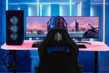 NNEMB Gaming PC Desk Carbon Fiber Style-Pink and Black-with Headset Holder-Gaming Mouse Pad