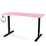 NNEMB Gaming PC Desk Carbon Fiber Style-Pink and Black-with Headset Holder-Gaming Mouse Pad