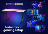 NNEMB Gaming PC Desk Carbon Fiber Style-Pink and Black-with Headset Holder-Gaming Mouse Pad