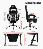 NNEMB Gaming Chair with Footrest and Desk Setup Combo-Black and White