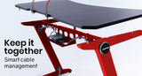 NNEMB Gaming PC Desk Carbon Fiber Style Black Red