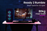 NNEMB Gaming Computer PC Desk Z-Style-Pink and Black-Cable Management