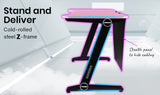 NNEMB Gaming Computer PC Desk Z-Style-Pink and Black-Cable Management