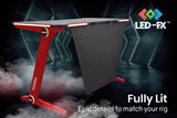 NNEMB Peak Gaming Chair and DX3 Desk with LED Lighting Setup Combo-Black and Red