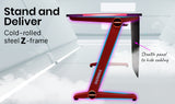 NNEMB Gaming PC Desk 120x60cm Carbon Fiber Styling Red LED Lights
