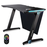 NNEMB Gaming PC Desk 120x60cm Carbon Fiber Styling Adjustable LED Lights