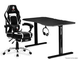 NNEMB Gaming Chair with Footrest and Desk Setup Combo-Black & Grey