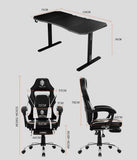 NNEMB Gaming Chair with Footrest and Desk Setup Combo-Black & Grey