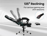 NNEMB Gaming Chair with Footrest and Desk Setup Combo-Black & Grey