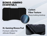 NNEMB Gaming PC Desk Carbon Fiber Style-Black and Grey-with Headset Holder-Gaming Mouse Pad